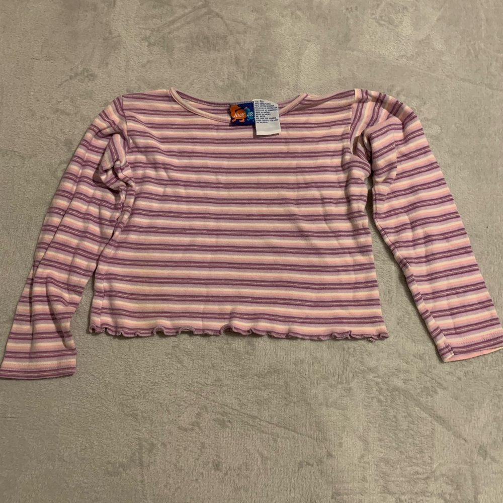 Vintage‎ Nick Jr. Girls Size 6X Striped Purple Pink Long Sleeve Shirt Y2K